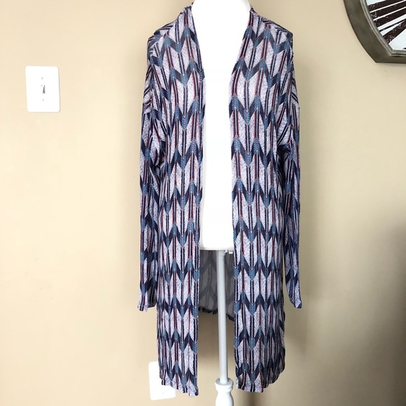 💕HP💕 H&M Blue Patterned Fine Knit Cardigan - Picture 2 of 7